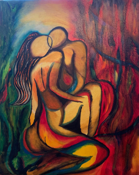 Intimate Couple Oil Painting - SOLD